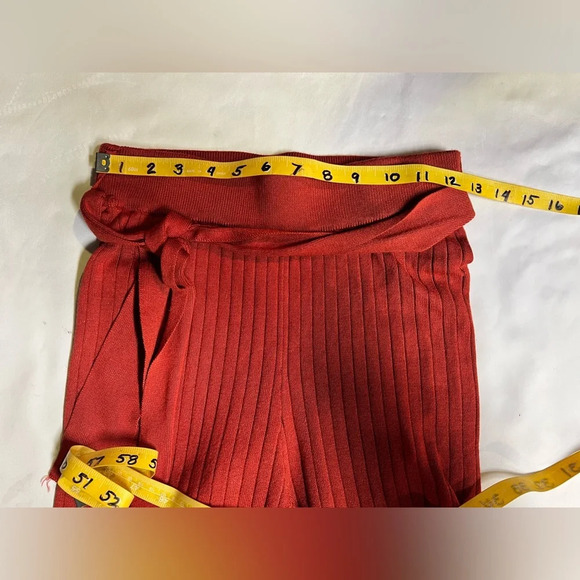 LOVE TREE Dark rust knit wide leg belted pants size S - Picture 9 of 11